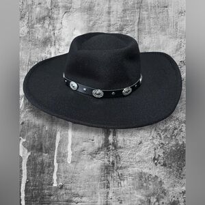 Black Western Cowboy Hat with Silver Accents